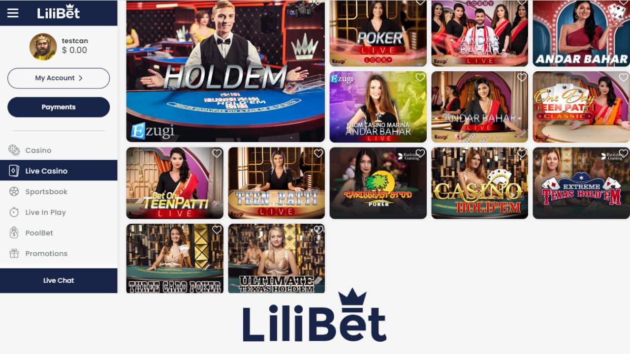 Lilibet casino live dealer casino games