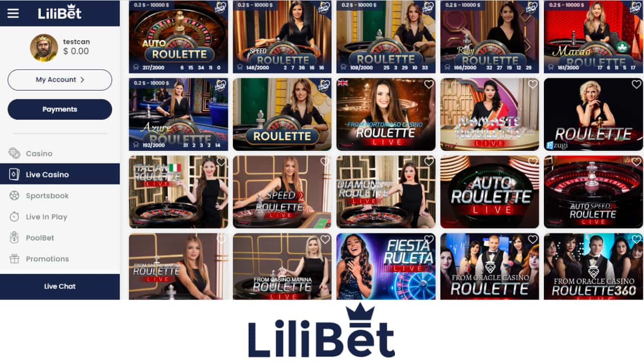 LiliBet casino table games