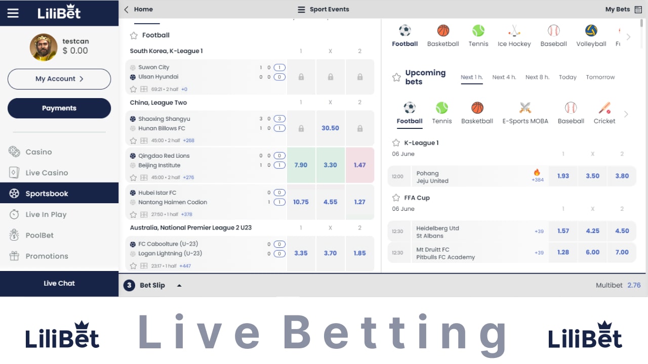 Lilibet live betting on sports