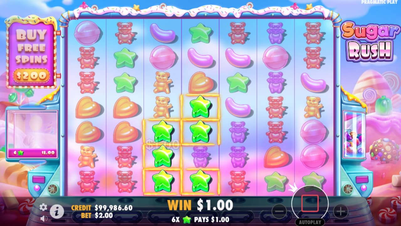 Sugar Rush slot game spinning reels